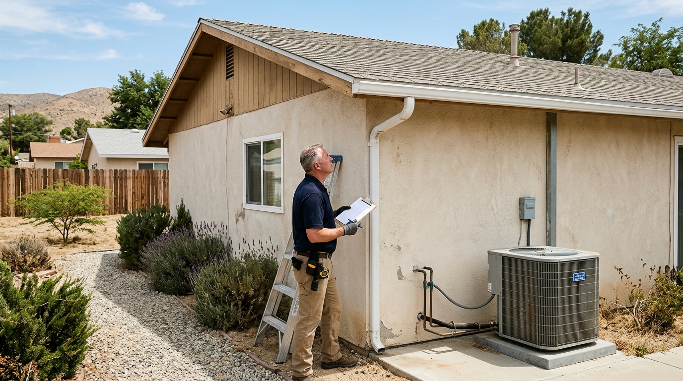 Exterior home inspection at a Hemet property